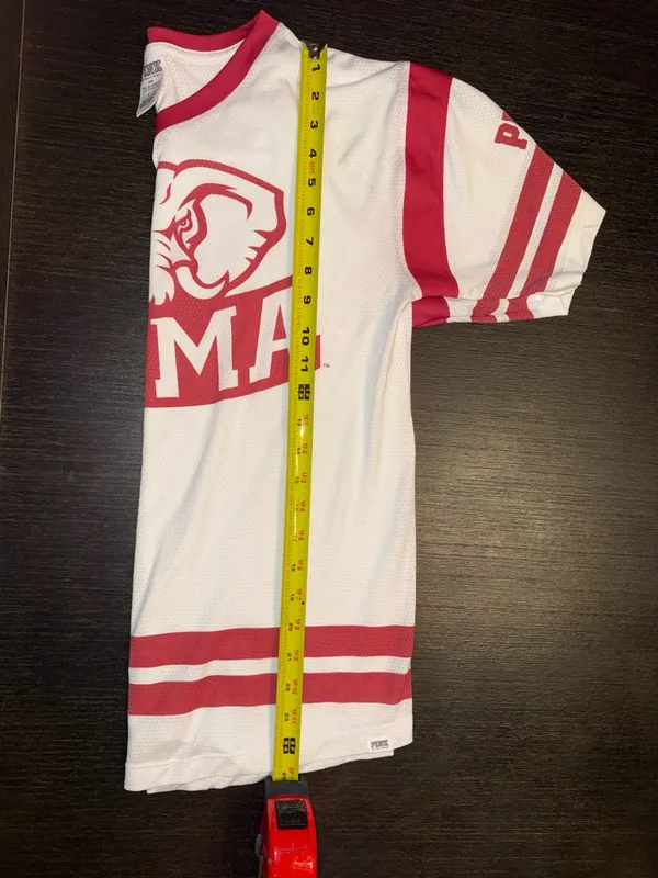 PINK Victoria's Secret White & Red BAMA Football Jersey Top - Image 5