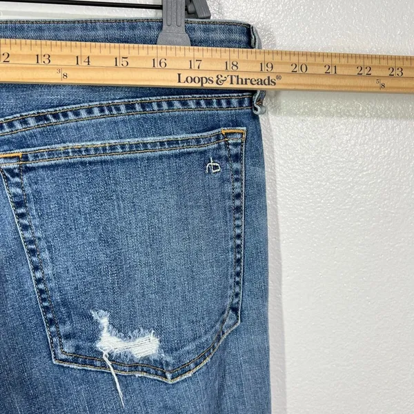 Rag & Bone Dre Low-Rise Boyfriend Marie Womens 32 Denim Blue Distressed‎ Raw Hem - Image 9
