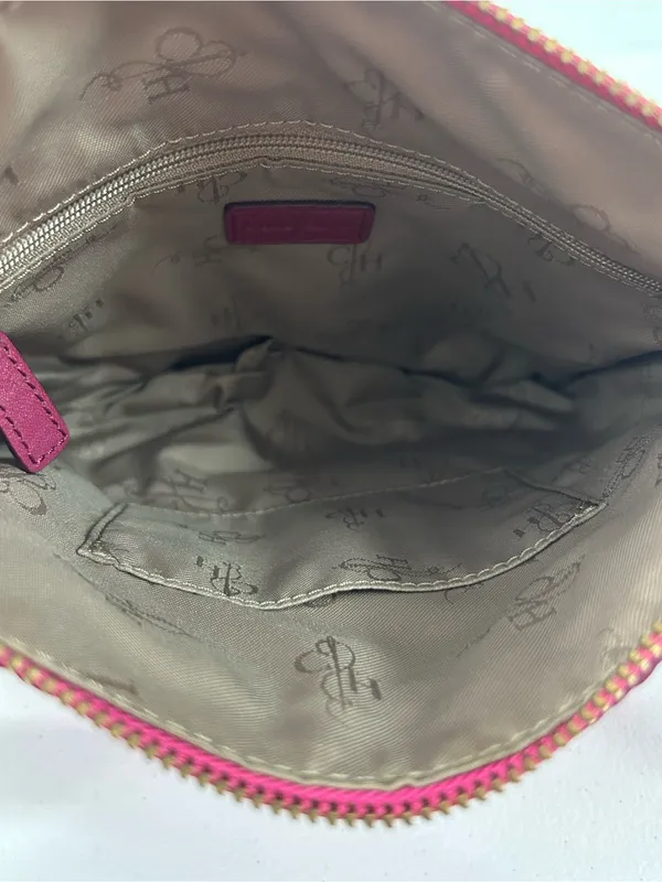 Cole Haan Pebbled Two-Tone Pink Leather Expandable Crossbody Bag - Image 7