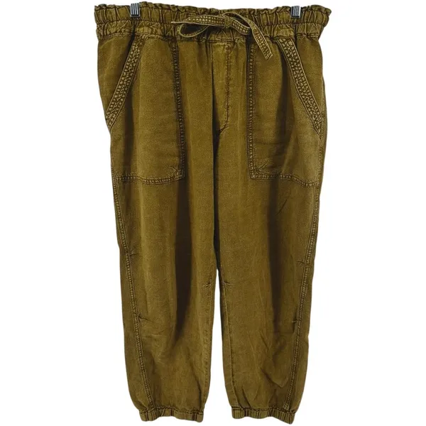 Anthropologie Rhys Utility Jogger Linen Pants High Rise Tapered Moss Green Large - Image 2