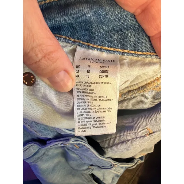 American Eagle Super High Rise Baggy Wide Leg Jeans Women's 18 Short Light Wash - Image 6