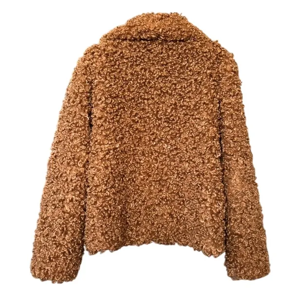Zara Curly Faux Fur Coat Size‎ M Brown Teddy Jacket Maximalism Shearling - Image 3