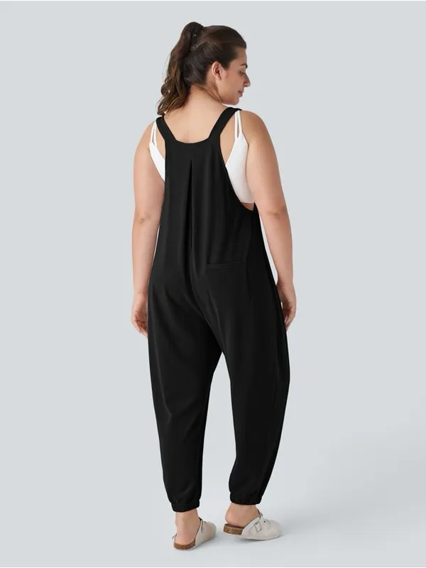 Halara Waffle Knit Overall Joggers Black‎ Small - Image 2