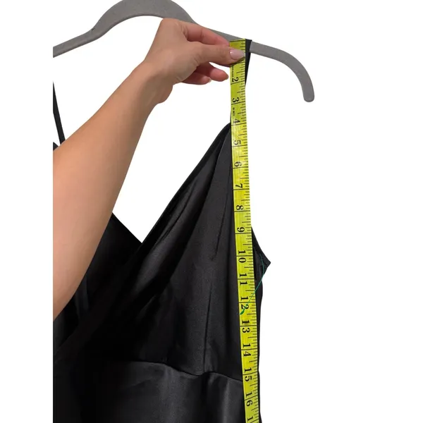 PrettyLittleThing Women's Black Satin Wrap Maxi Dress Size US 4 - Image 4