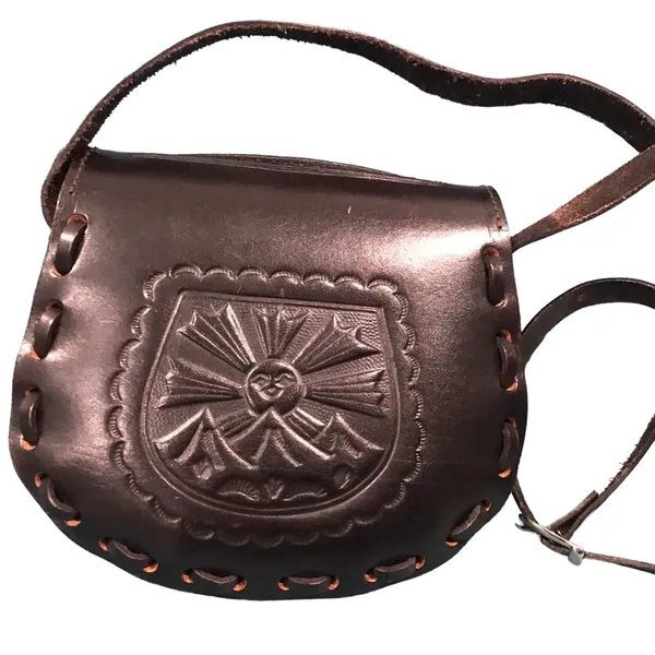 vintage leather black crossbody bag / Adjustable Strap - Image 6