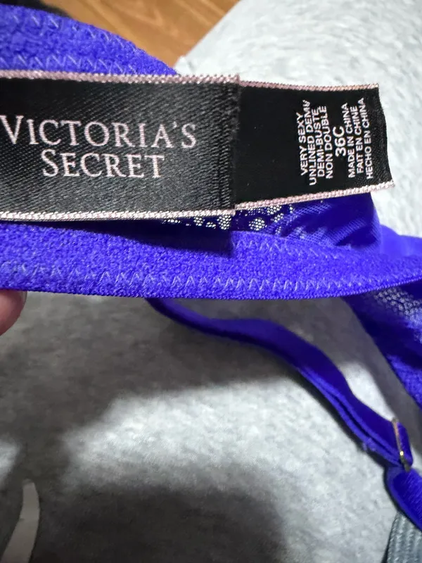 Victoria's Secret Shine Strap Unlined Low-Cut Lace Demi Bra Violetta 36C - Image 5
