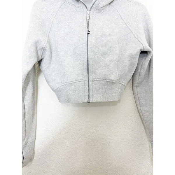 Lululemon Scuba Full-Zip Cropped Hoodie Gray Athletic Workout - Image 6