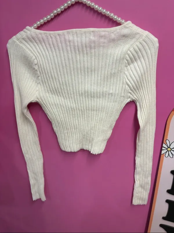 ALL THE WAYS Desirae Knit Top in White - Image 3