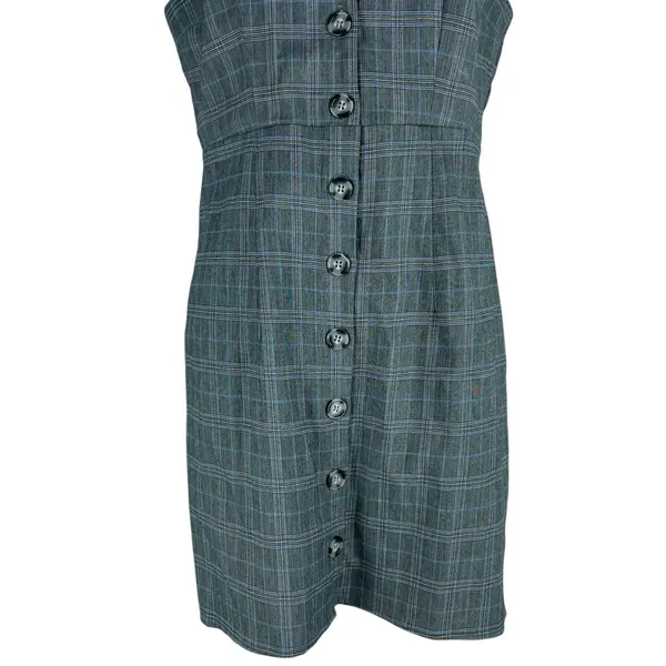 Show me Your Mumu Gray Arlette Plaid Mini Dress Button Front Size M - Image 6