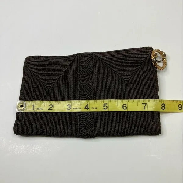 Brown Beaded Elegant Zip Clutch - Image 7