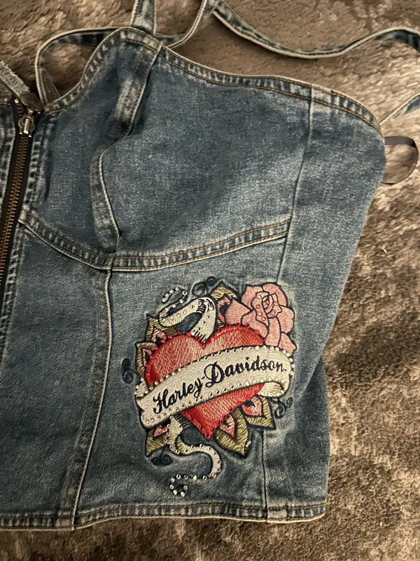 Harley Davidson denim corset top - Image 3