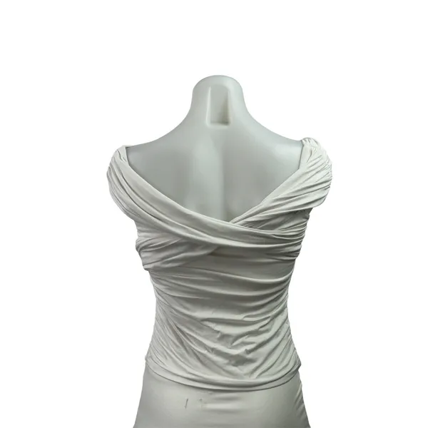 Abercrombie &. Fitch Women White Off The Shoulder Cross V Neck Blouse Top Size S - Image 3