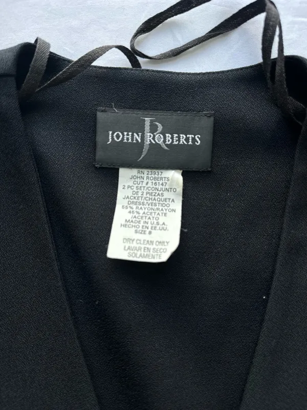 John Roberts VTG Y2k Black Embroidered Cropped Blazer Jacket S8 - Image 8