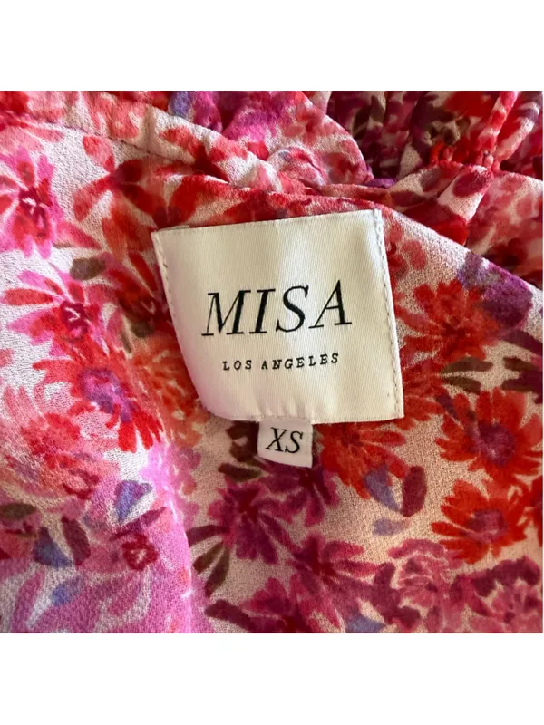 Misa Los Angeles chiffon babydoll floral mini dress Angel sleeves boho Fairy XS - Image 8