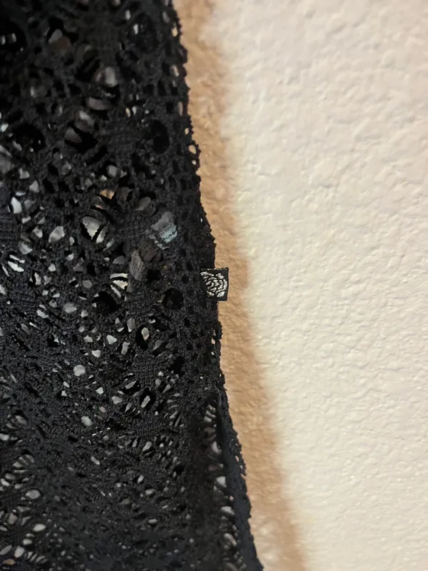La Vie En Rose Swim Coverup Black Crochet knit style Size Large - Image 4
