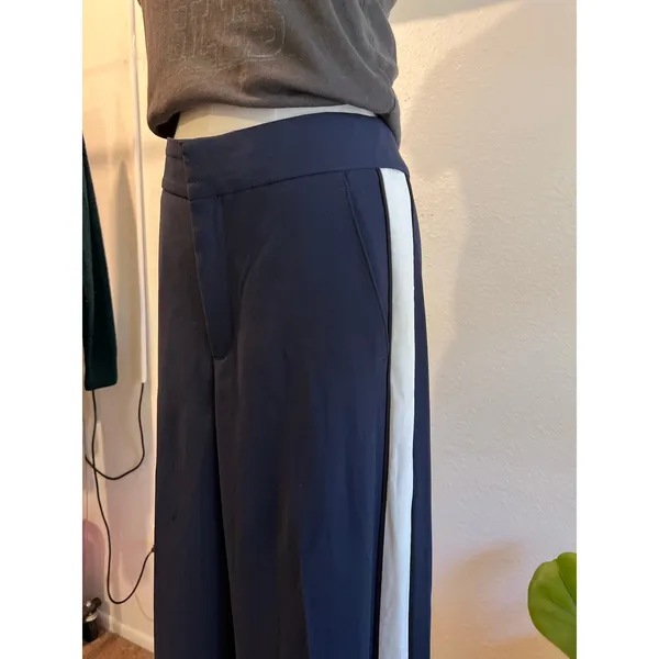 Banana Republic Blue White Athletic Stripe High Rise Wide Leg Dress Pants Size 8 - Image 2