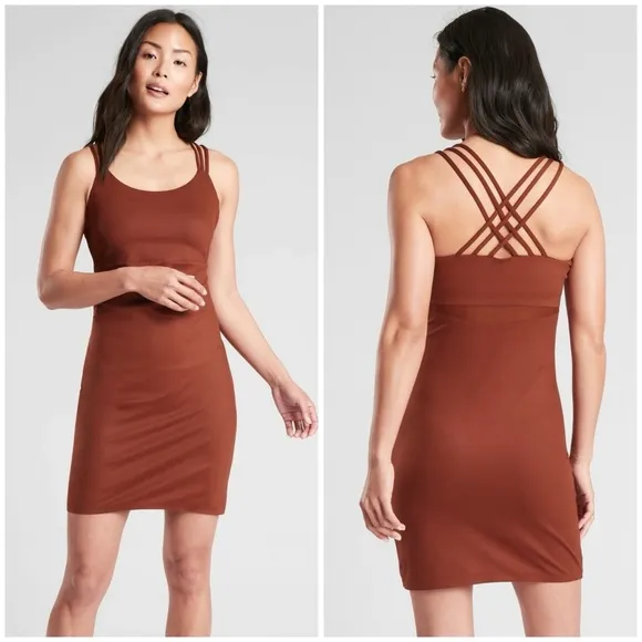 ATHLETA Hyper Focused Bra Dress In Powervita In Dried Cinnamon - Image 2