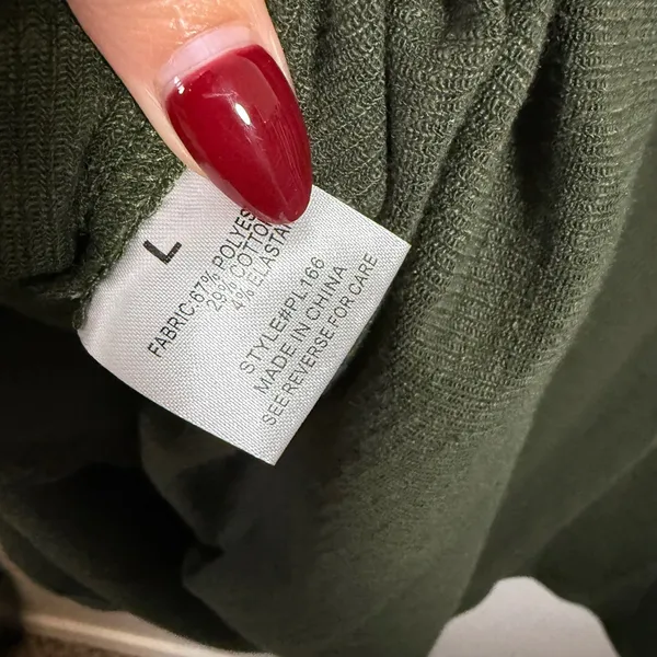 Pink Lily Olive‎ Green Waffle Knit Button Neck Swing Dress Size L - Image 7