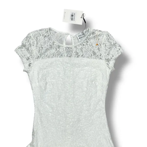 Hello Molly Downtown Diva Lace Bubble Mini Dress‎ White - Image 3