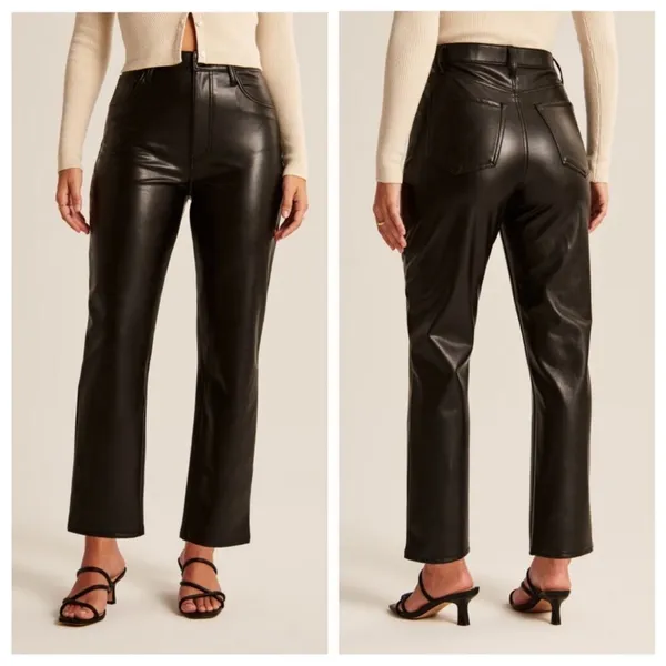 Abercrombie & Fitch‎ Ankle Straight Ultra High Rise Faux Leather Pants Sz 25 / 0 - Image 3