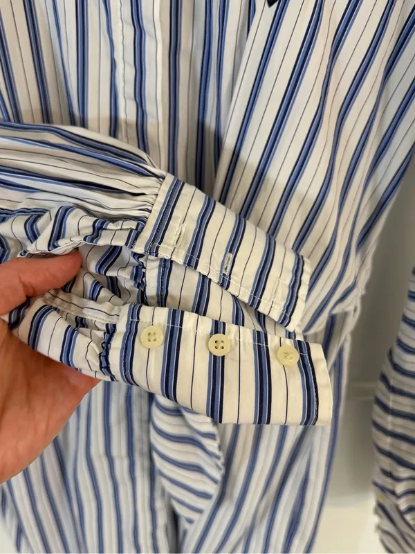 Lauren Ralph Lauren Cotton Striped Tie Front Monogram Shirt Dress Size 10 - Image 5