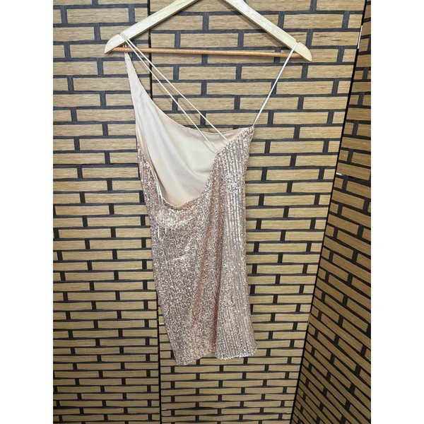 Hello Molly Bronze One Shoulder‎ Dress Size Small - Image 2