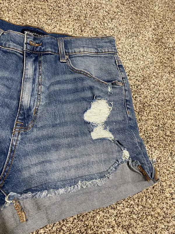 Aeropostale Blue Distressed Jean Shorts High-Waisted - Image 5