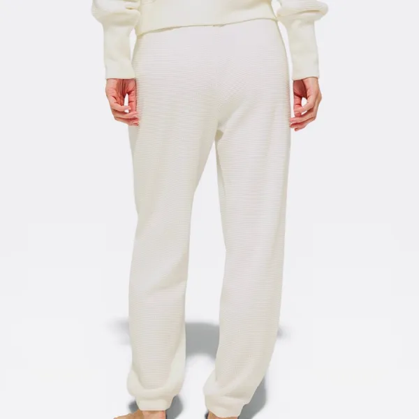 Alo Yoga Muse Sweatpants Bone Ivory Ribbed Waffle‎ Knit Joggers Womens XS - Image 3