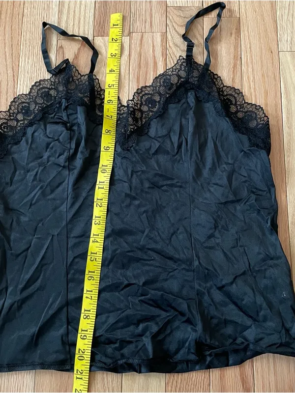 Vintage Black Lace Cami Top Womens Large Romantic 90s Lingerie - Image 6