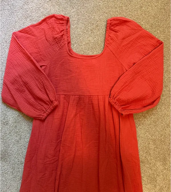 Universal Threads Orange Gauze Tiered Long Sleeve Maxi Dress - Image 2