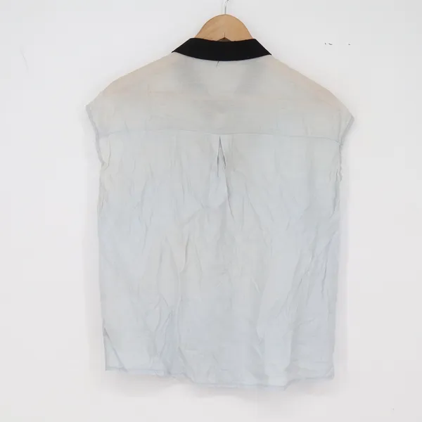 AS.C Top Womens M Sleeveless Button-Down Blue Lace Bib Contrast Collar Excellent - Image 5
