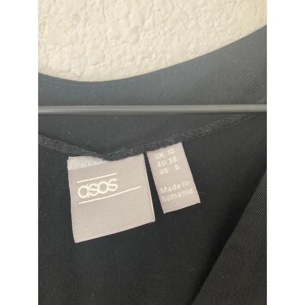 Asos Black Indie Cottage Granola Girl Gritty Boho Fall Viscose Black Button Top - Image 4