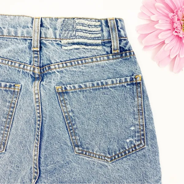 Revice Denim Frontrunner High Rise Distressed Straight Leg Jeans Grand Prix Light Wash - Image 11