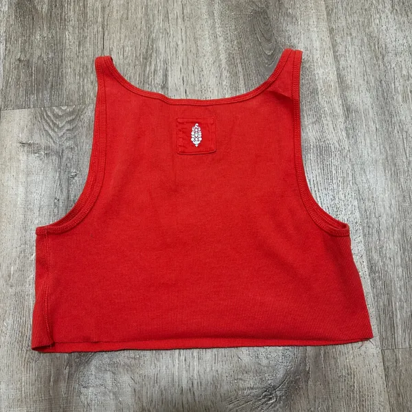 Free People Movement | Women's Red Square Neck Ribbed Crop Tank‎ Top, Size M - Image 2