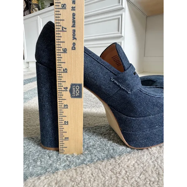 Shoedazzle Margaux Denim‎ Platform Penny Loafers Blue Block Heel Womens 9 EU 40 - Image 4