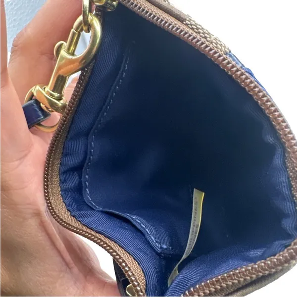 COACH Blue Brown Signature Canvas Wristlet - Image 5