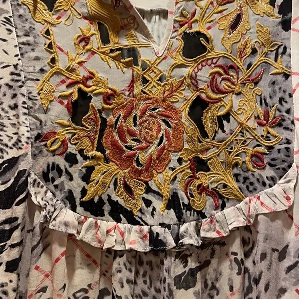 Anthropologie Embroidered Leopard Print Top - Image 6