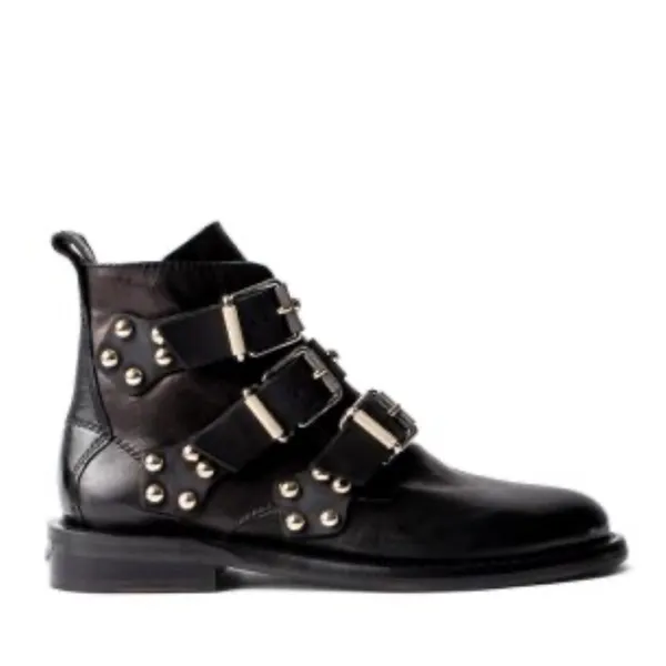 Zadig Voltaire Laureen Buckle Leather Studded Ankle Boot Black Size 36 US 5 - Image 2