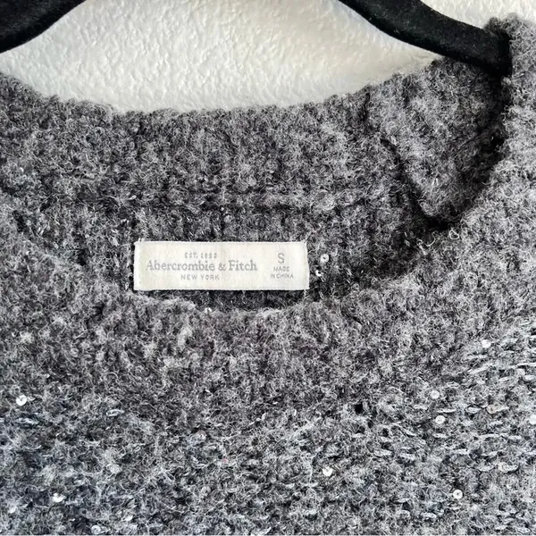 Abercrombie & Fitch Sequin‎ Wool Pullover Sweater Grey - Image 2