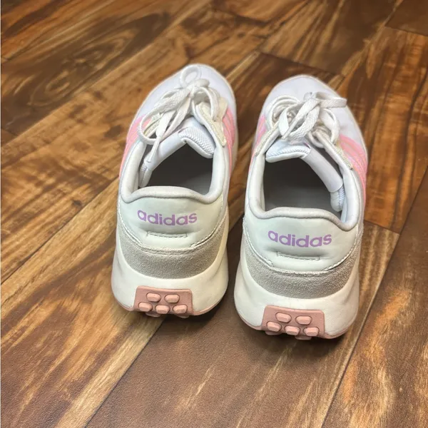 Adidas Women's Pink and Cream Sneakers - Image 5