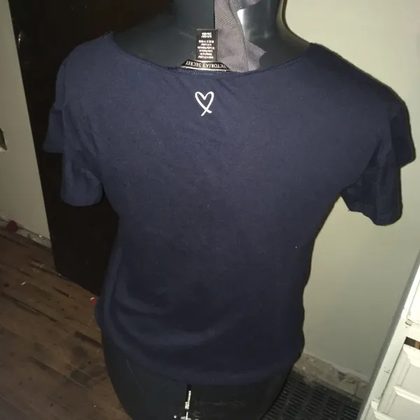 Victoria’s Secret S navy and glitter pink Crush cropped T-shirt - Image 2