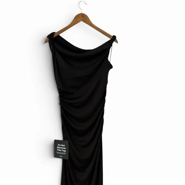 Lulus Fauna Black Twisted One-Shoulder Bodycon Midi Dress size XL NWT - Image 6