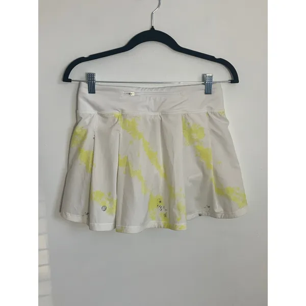Lululemon Pace‎ Rival Mid-Rise Skirt *Long Wash Electric Lemon Multi / White - Image 6