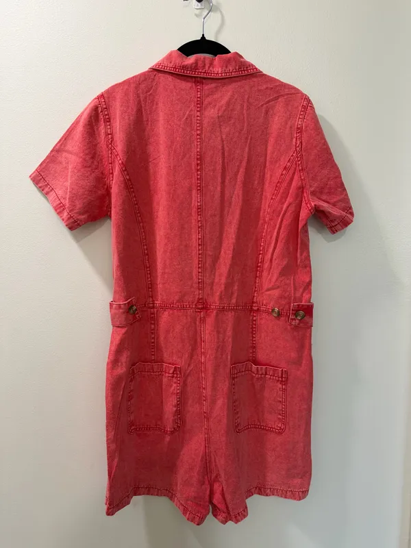 NWT Washed Pink Short Sleeve Utility Romper - Image 7
