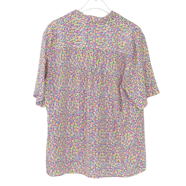 Josephine 80s Vintage Rainbow Polka Dot Button Down Collared Blouse Medium White - Image 2