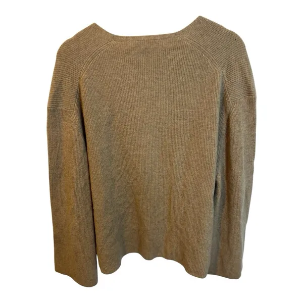 M.M. LaFleur Sophie 100% Cashmere Sweater XL Deep Flax Knit V-Neck Bell Sleeve - Image 5