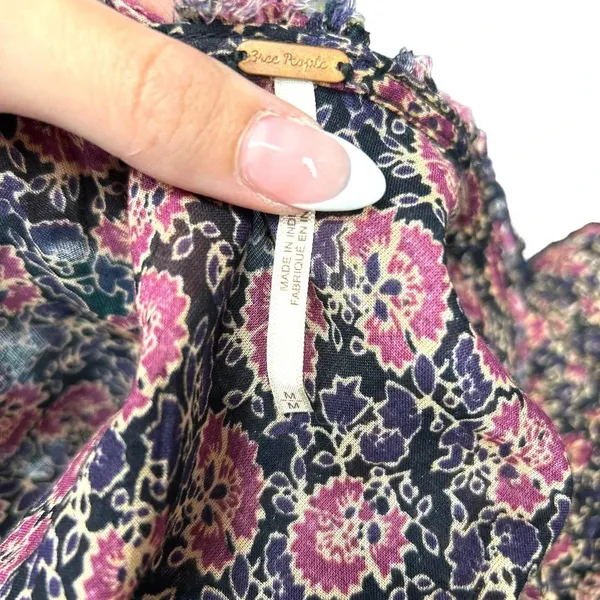 Free People‎ I'm Your Favorite Mini Dress Plum Floral Smocked Size Medium - Image 8