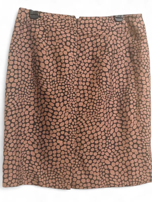 Women’s Loft Brown With Beige polkadot Pattern Pencil Skirt Sz 10 - Image 5