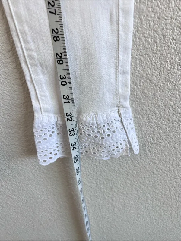 NWT 7 For All Mankind Gwenevere Ankle Skinny Eyelet Jeans White 23 - Image 4