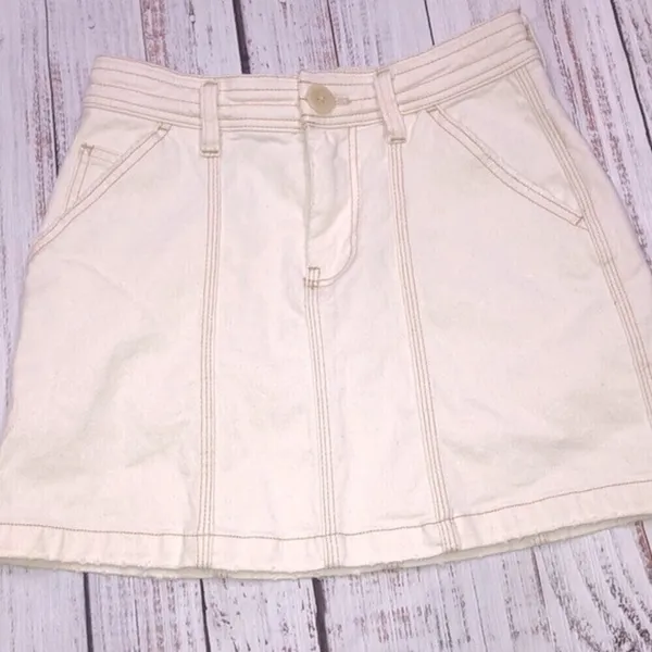 We the Free ivory color jean skirt size 25 - Image 2